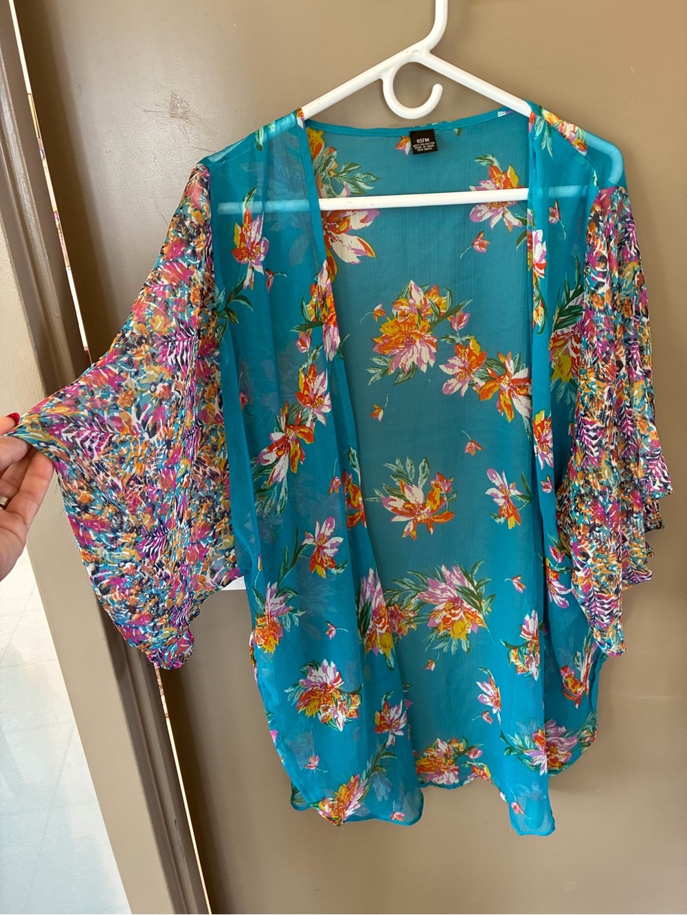Teal Floral Sheer Kimono